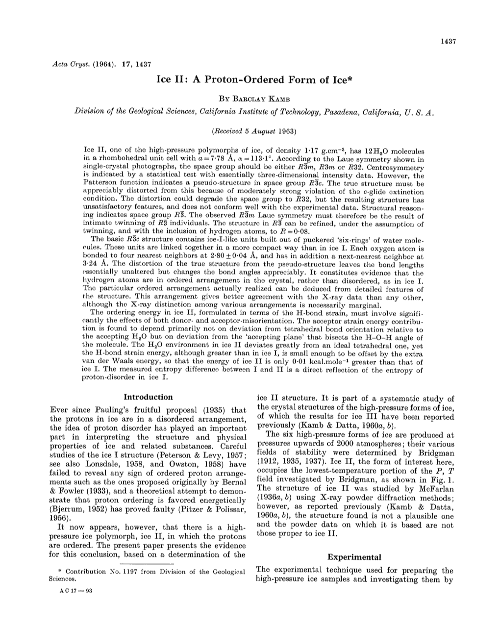 Ice. II. a Proton-Ordered Form Of