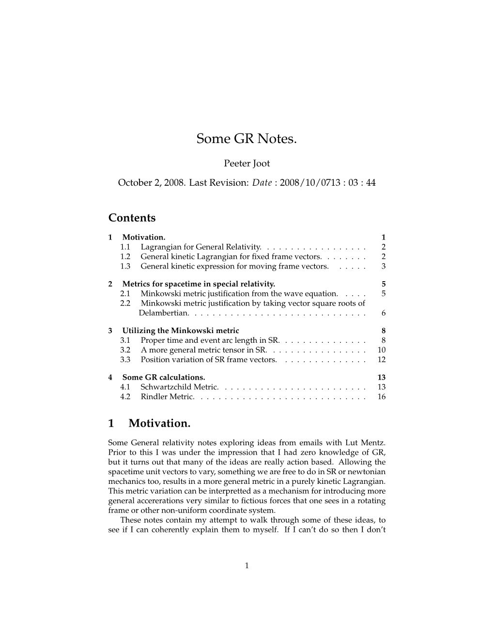 Euler-Lagrange Calculation for the Schwartzchild