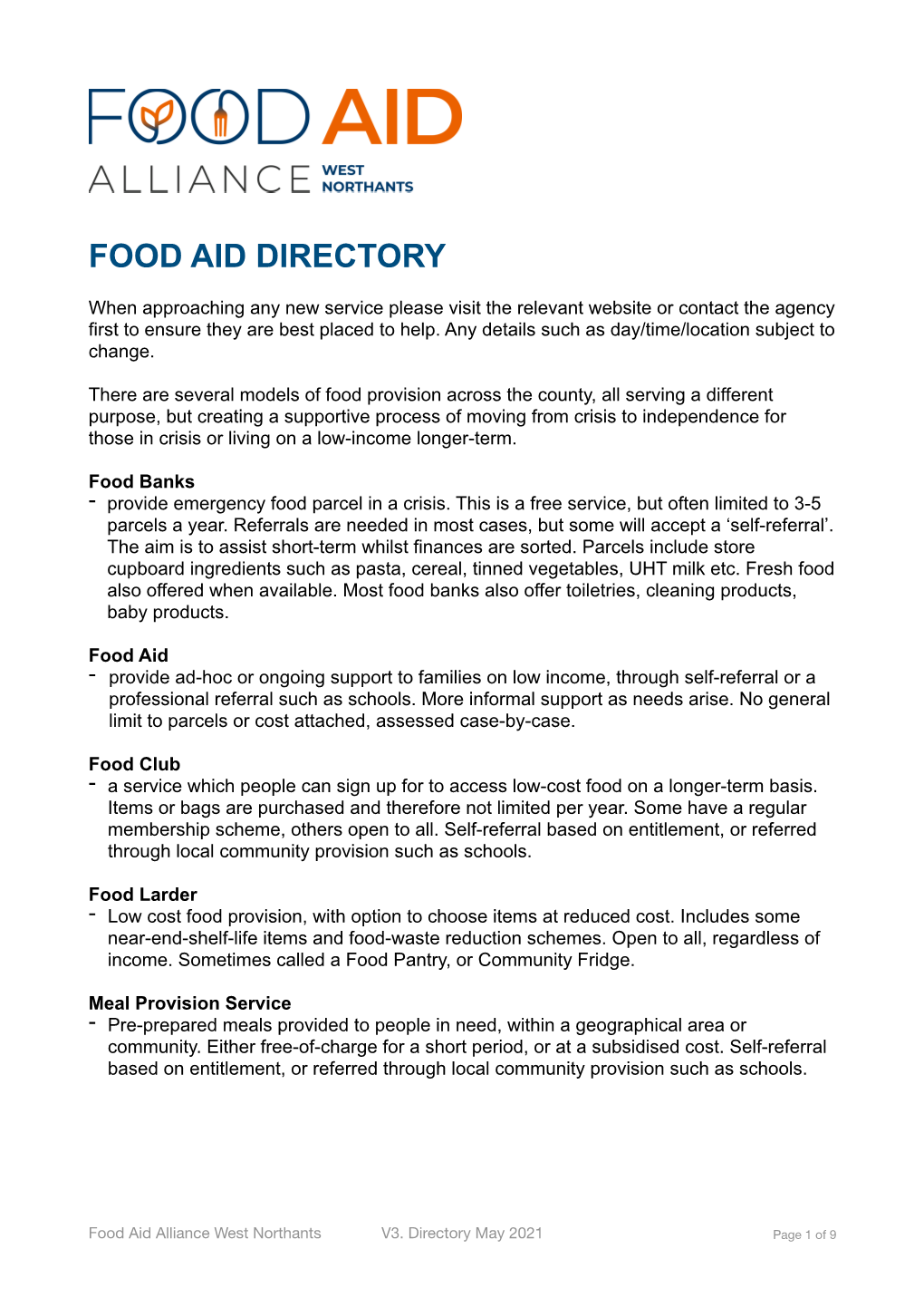 Food Aid Alliance West Northants V3