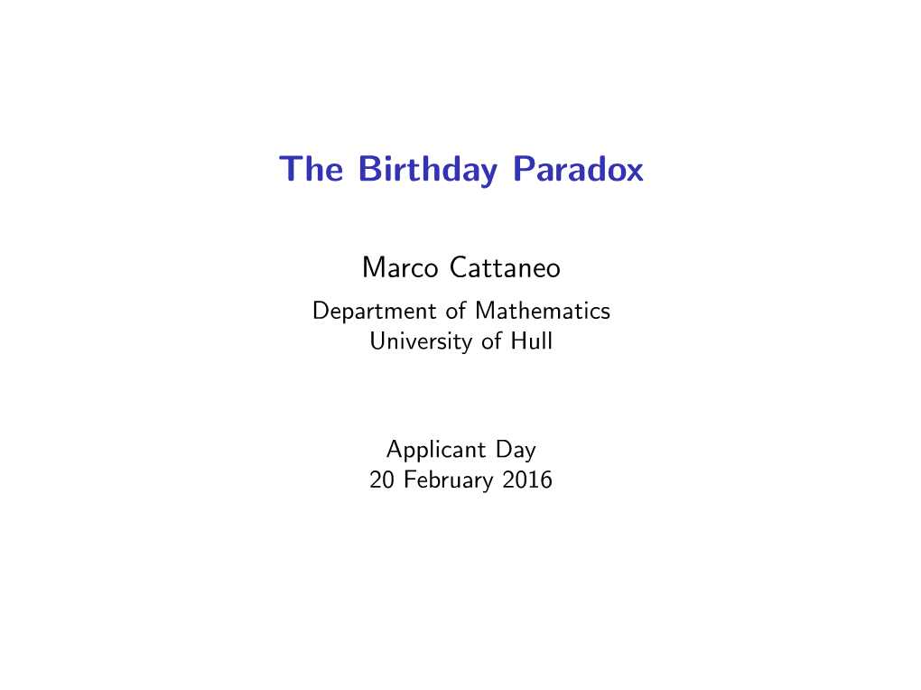 The Birthday Paradox