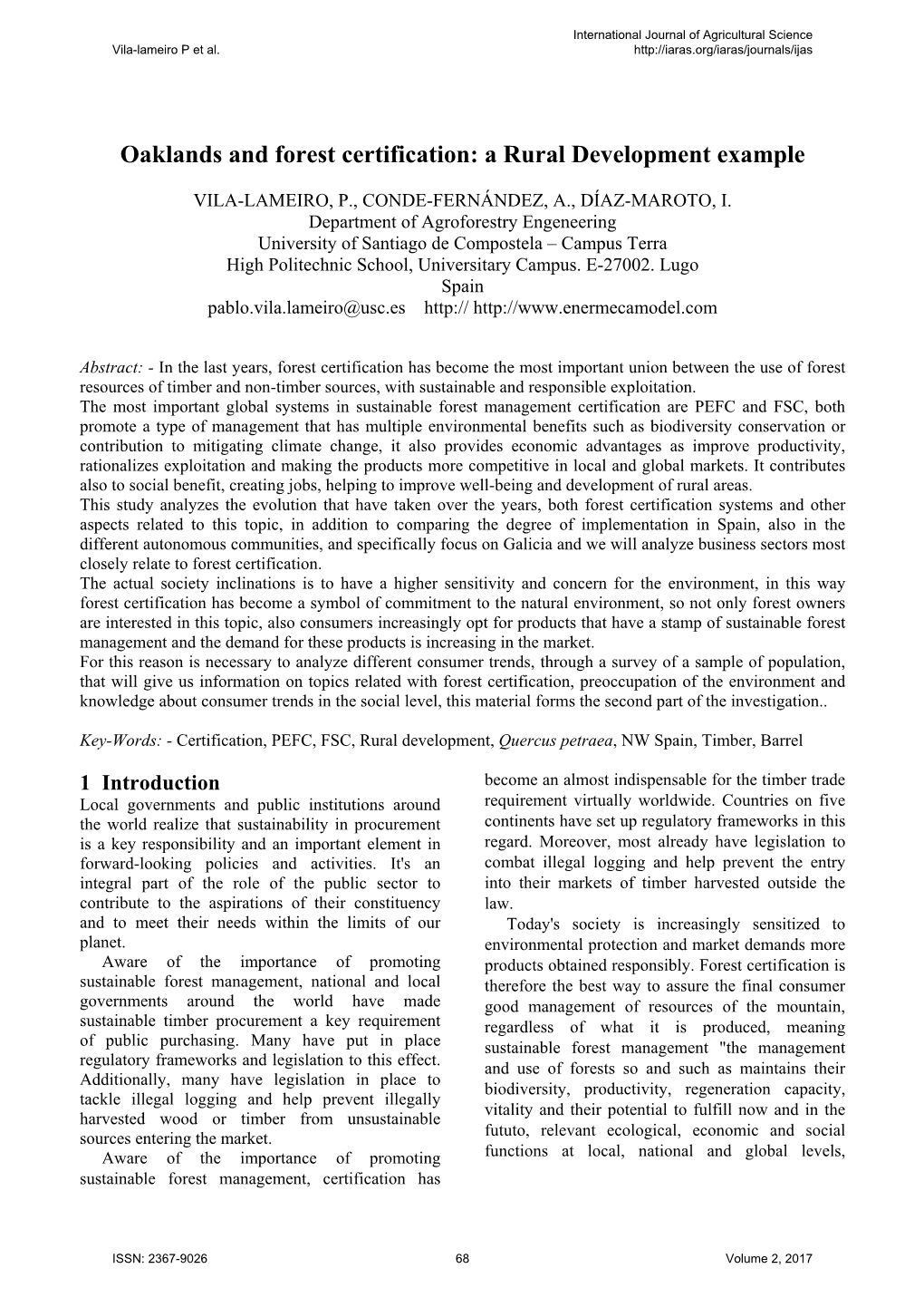 Oaklands and Forest Certification: a Rural Development Example