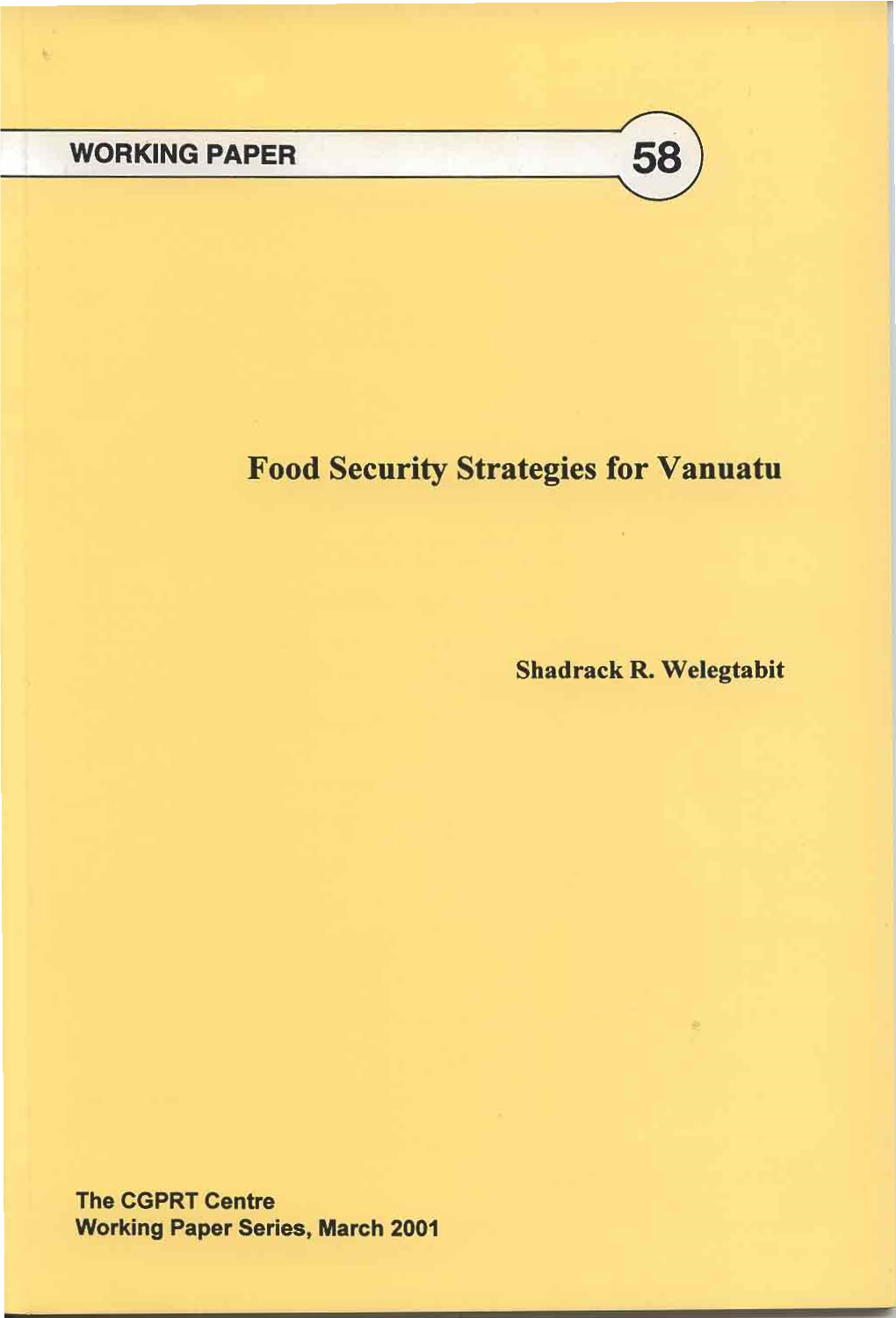 Food Security Strategies for Vanuatu