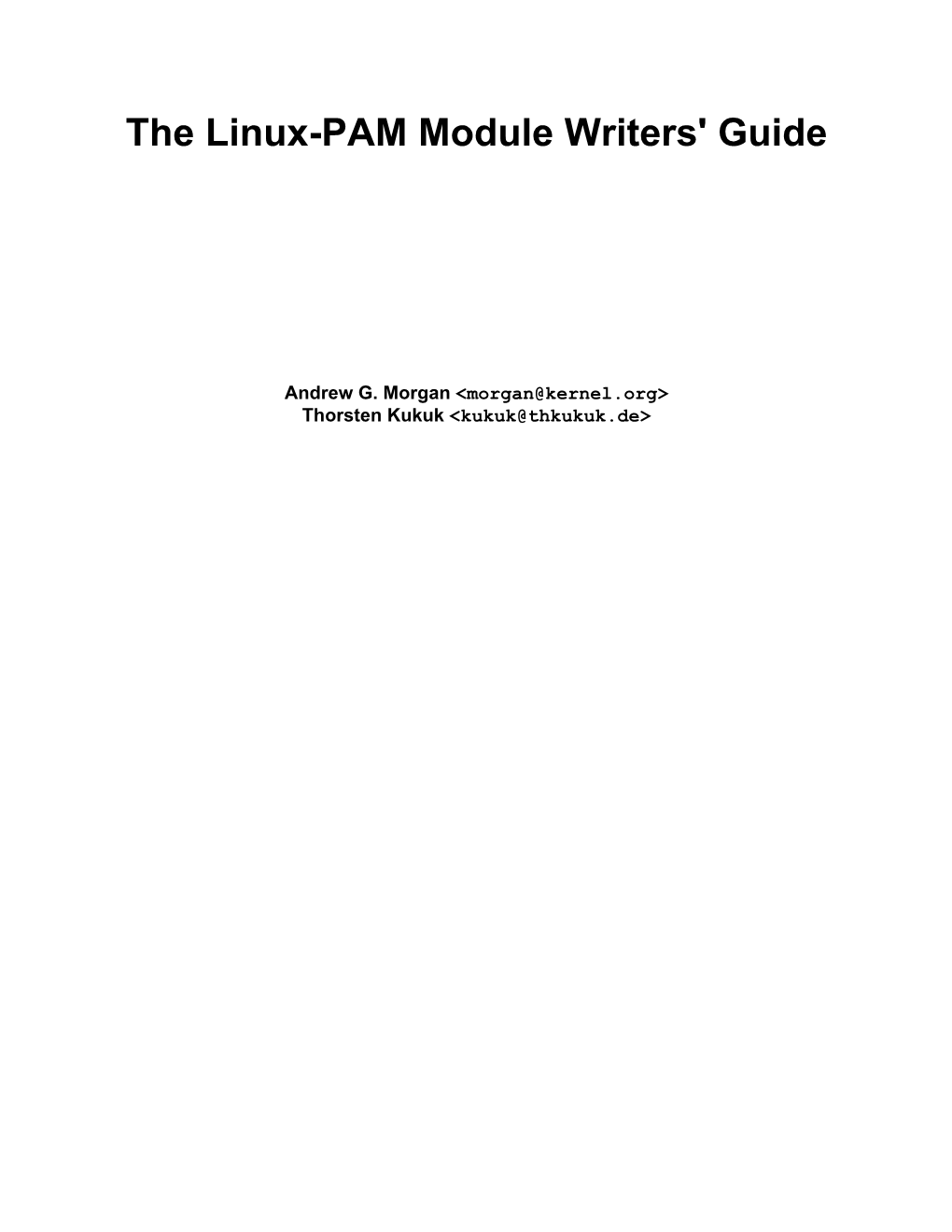 The Linux-PAM Module Writers' Guide
