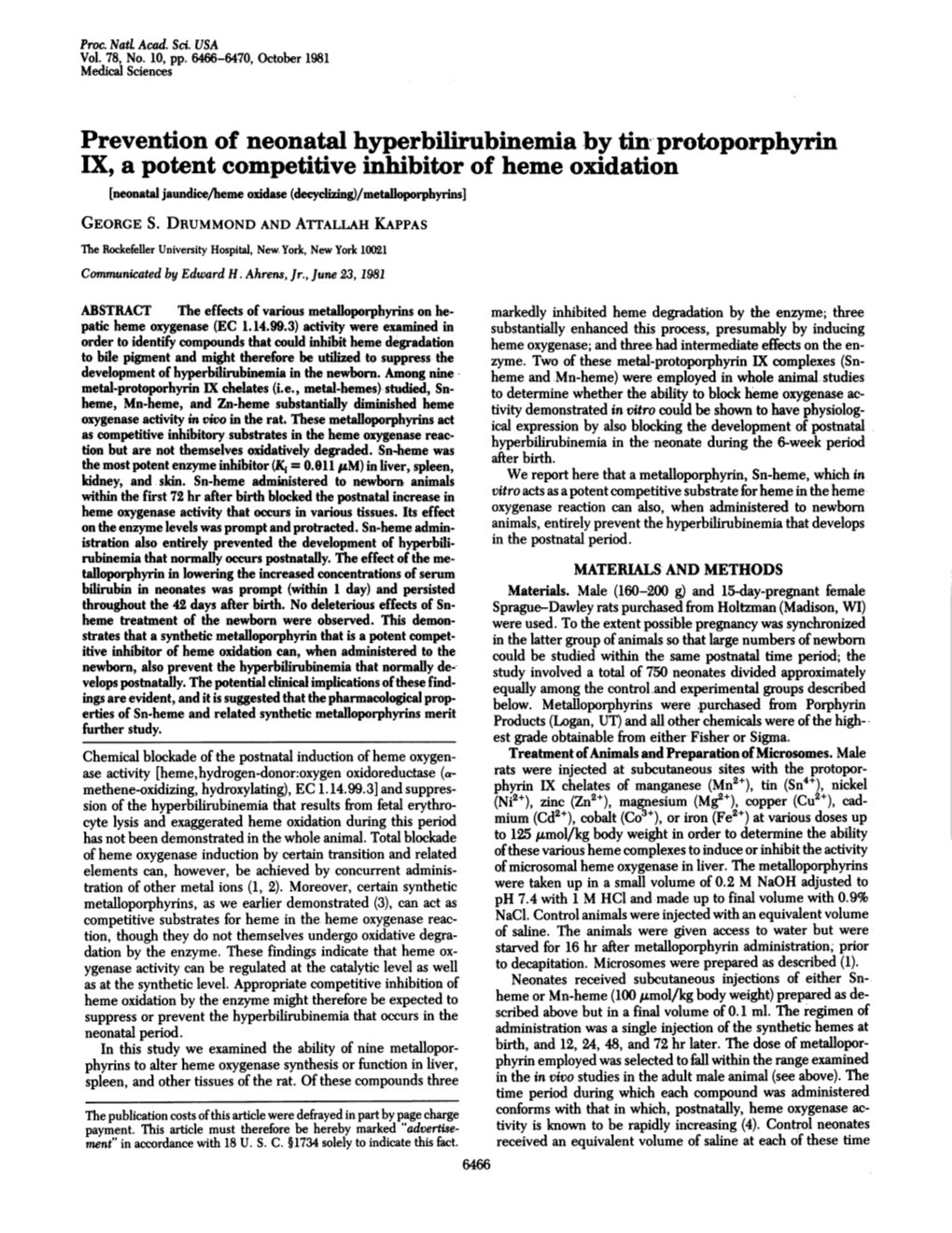 Prevention of Neonatal Hyperbilirubinemia by Tin