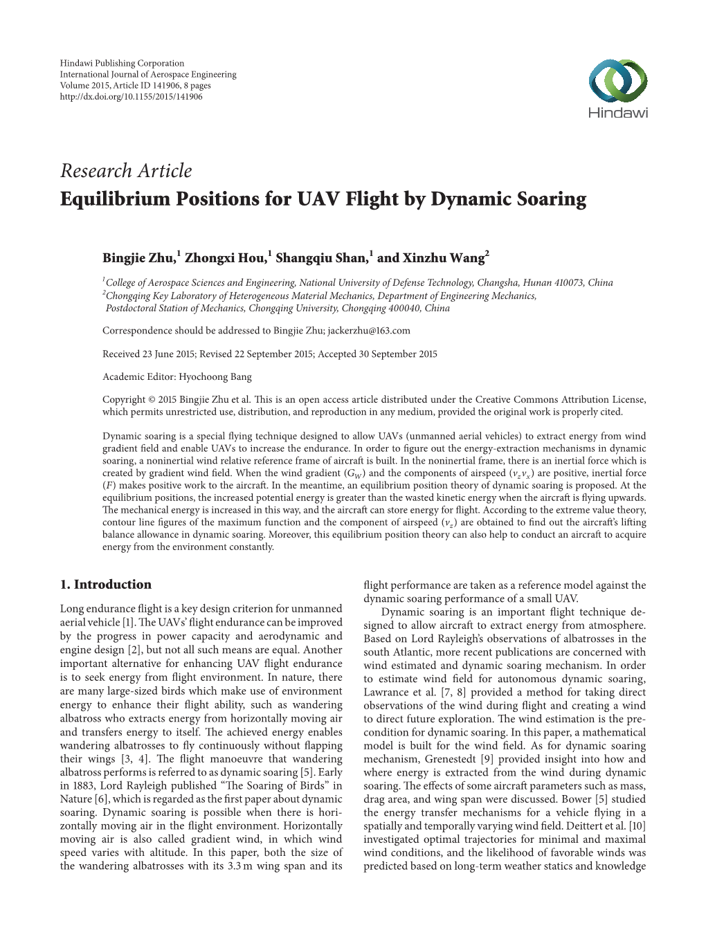 Equilibrium Positions for UAV Flight by Dynamic Soaring