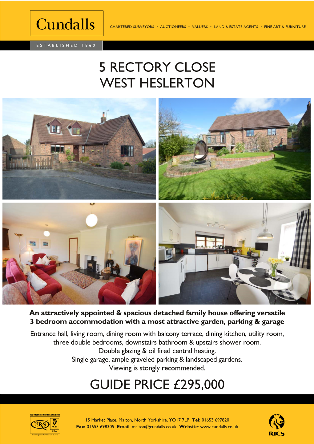 5 Rectory Close West Heslerton Guide Price £295,000