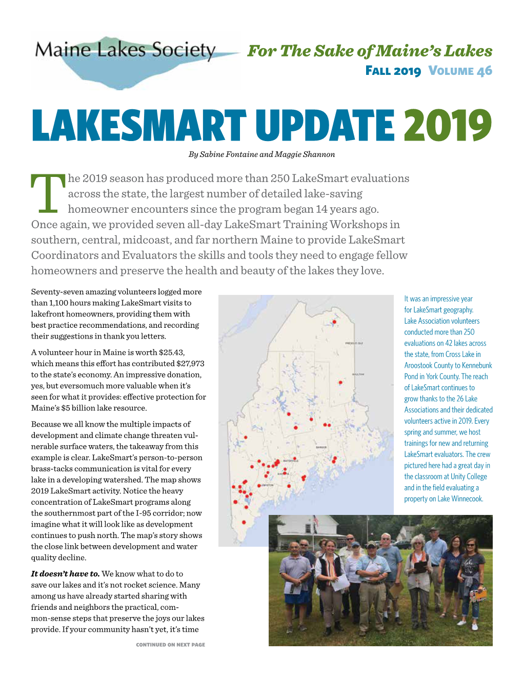 Fall 2019 Volume 46 LAKESMART UPDATE 2019 by Sabine Fontaine and Maggie Shannon