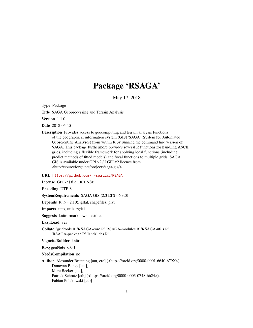 Package 'RSAGA'
