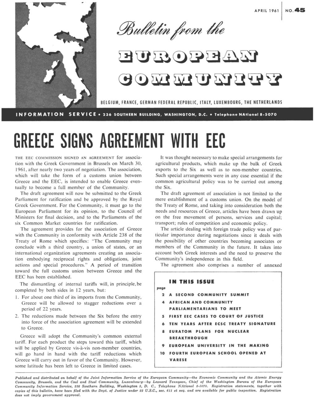 Greece Signs Agreement with Eec