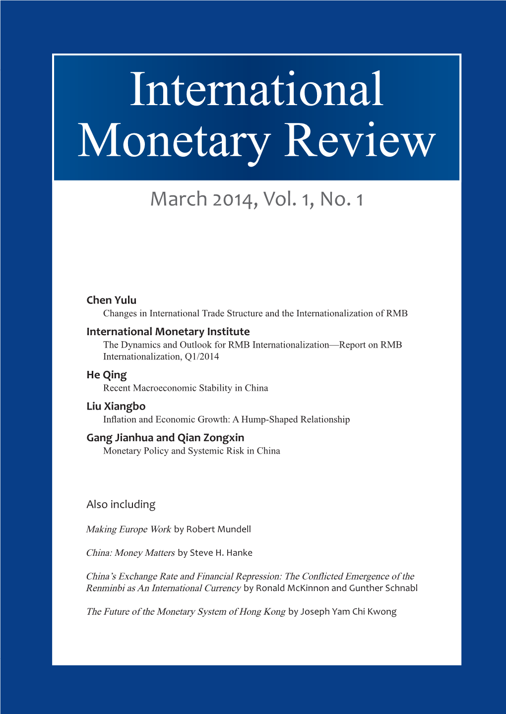 International Monetary Review March 2014, Vol