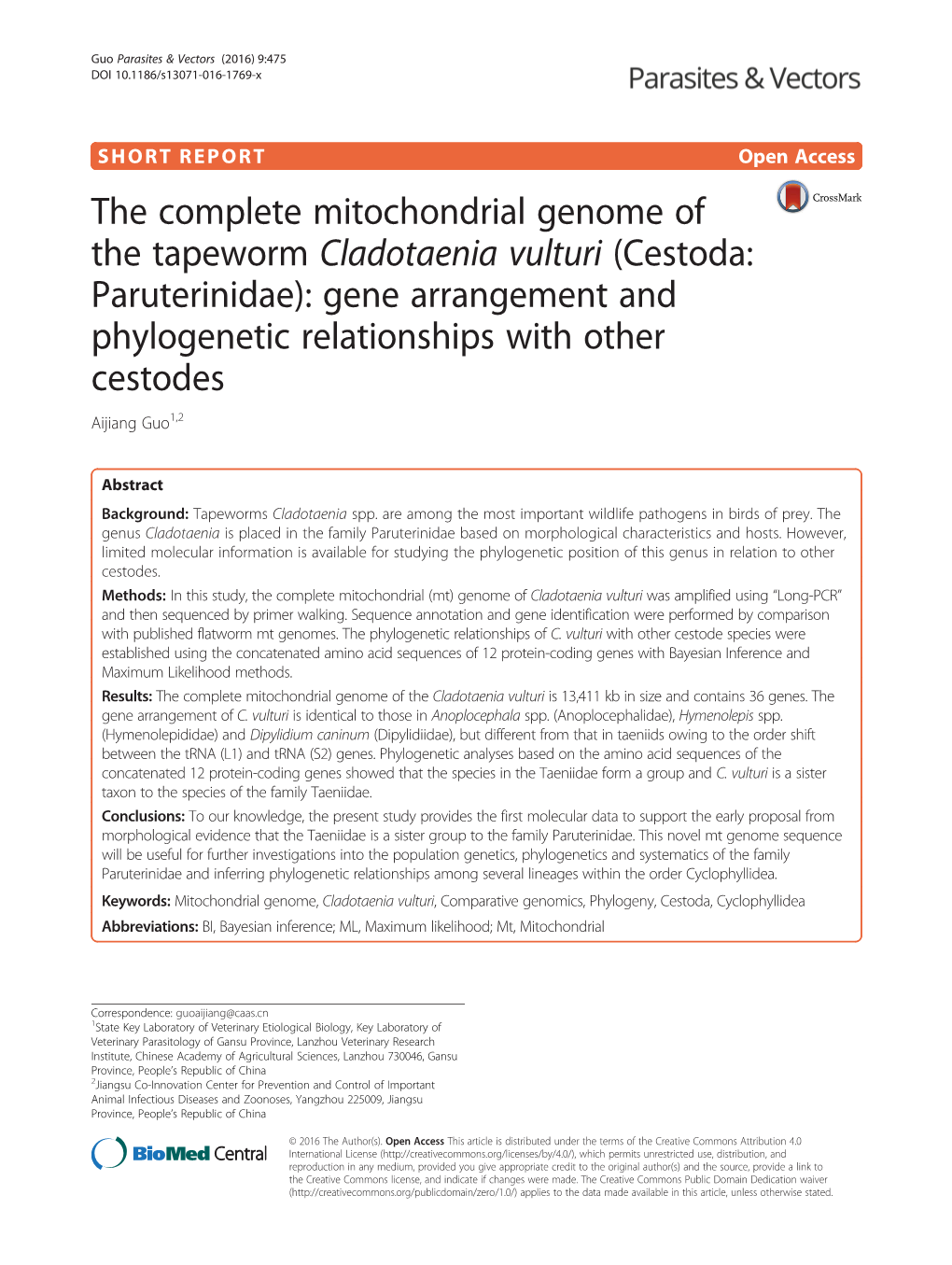 The Complete Mitochondrial Genome of The