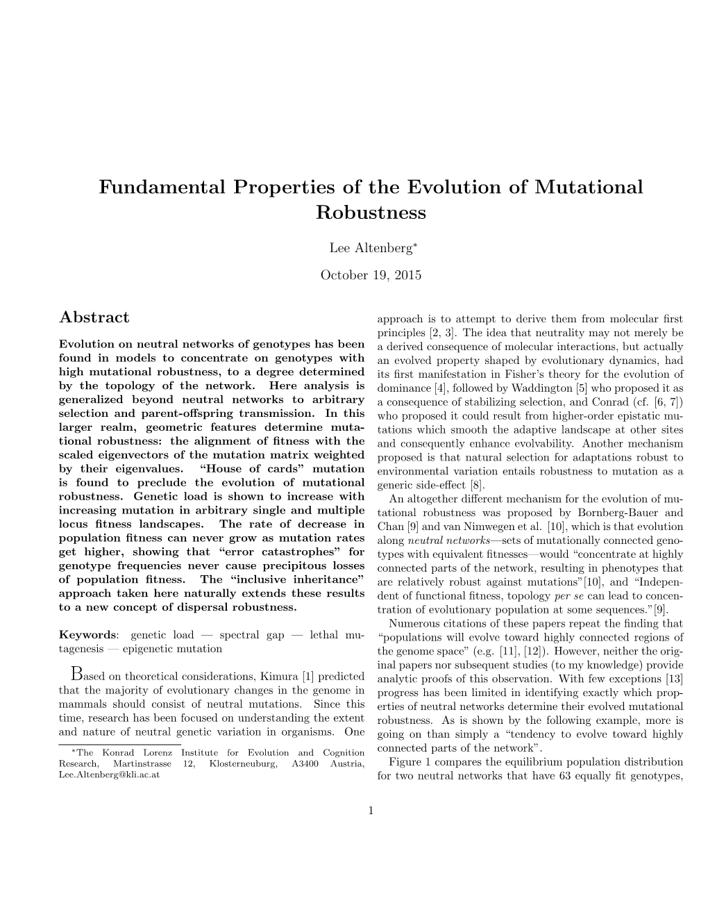 Fundamental Properties of the Evolution of Mutational Robustness