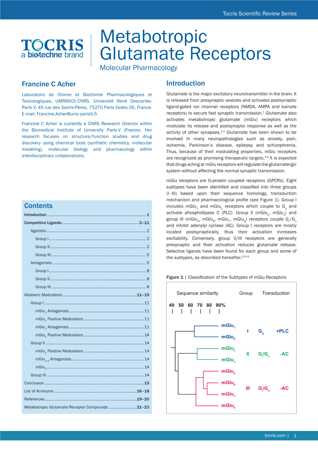 Metabotropic Glutamate Receptors Molecular Pharmacology