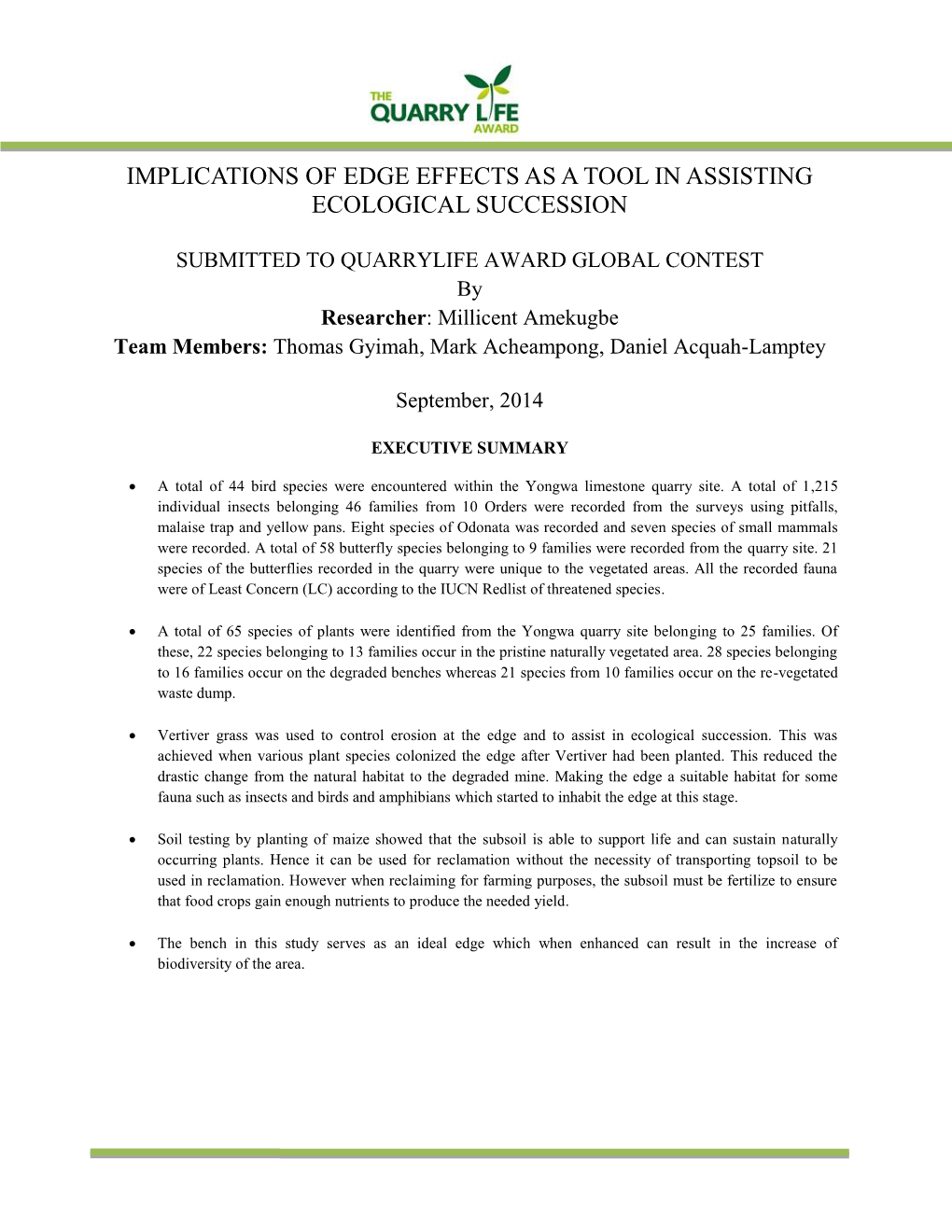 Implications of Edge Effects As a Tool in Assisting Ecological Succession