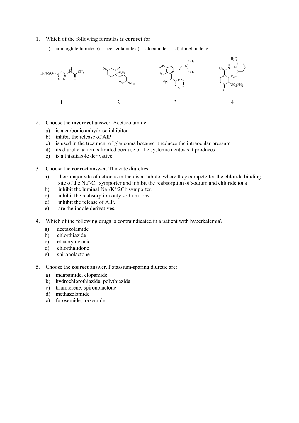 1. Which of the Following Formulas Is Correct for 1 2 3 4 2. Choose The