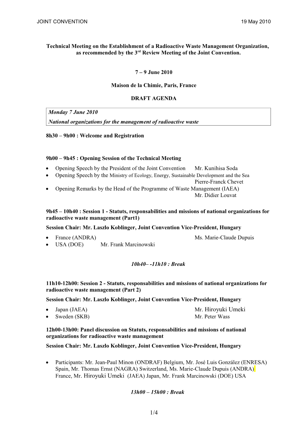 Technical Meeting on the Establishment of a Radioactive Waste Management Organization