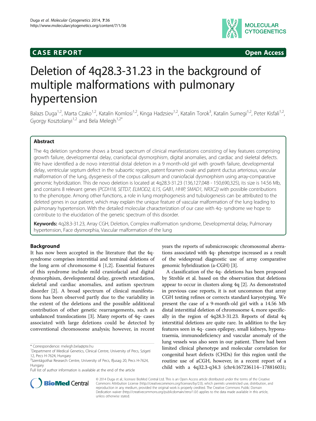 Deletion of 4Q28.3-31.23 in the Background of Multiple