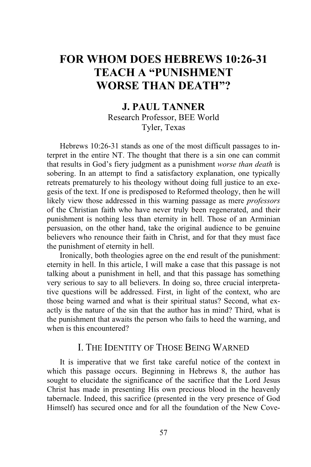 Hebrews 10:26-31 Teach a “Punishment Worse Than Death”?