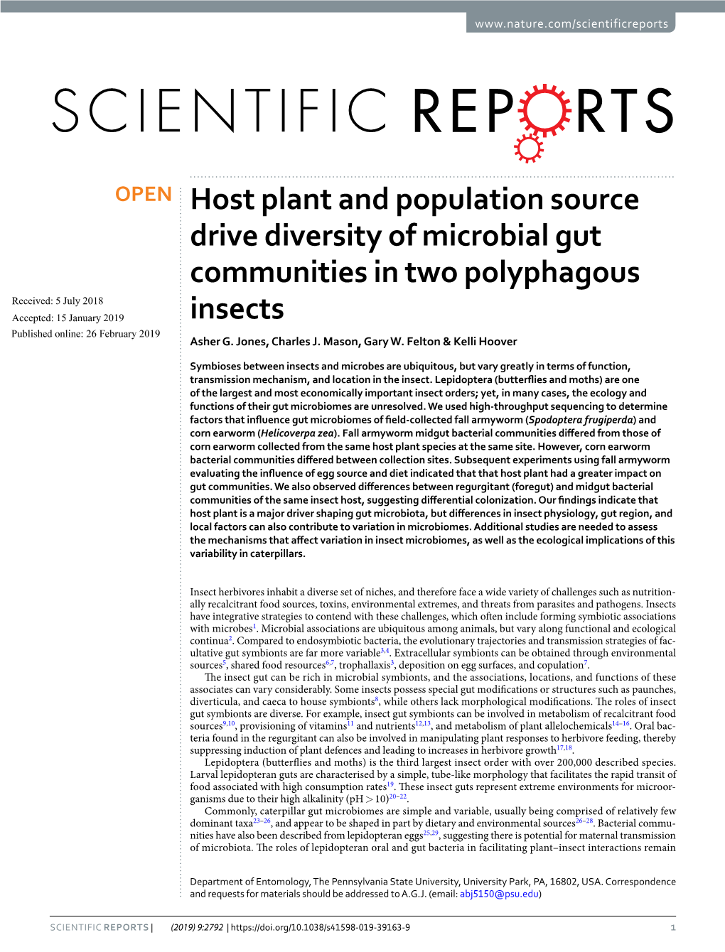 Host Plant and Population Source Drive Diversity of Microbial Gut