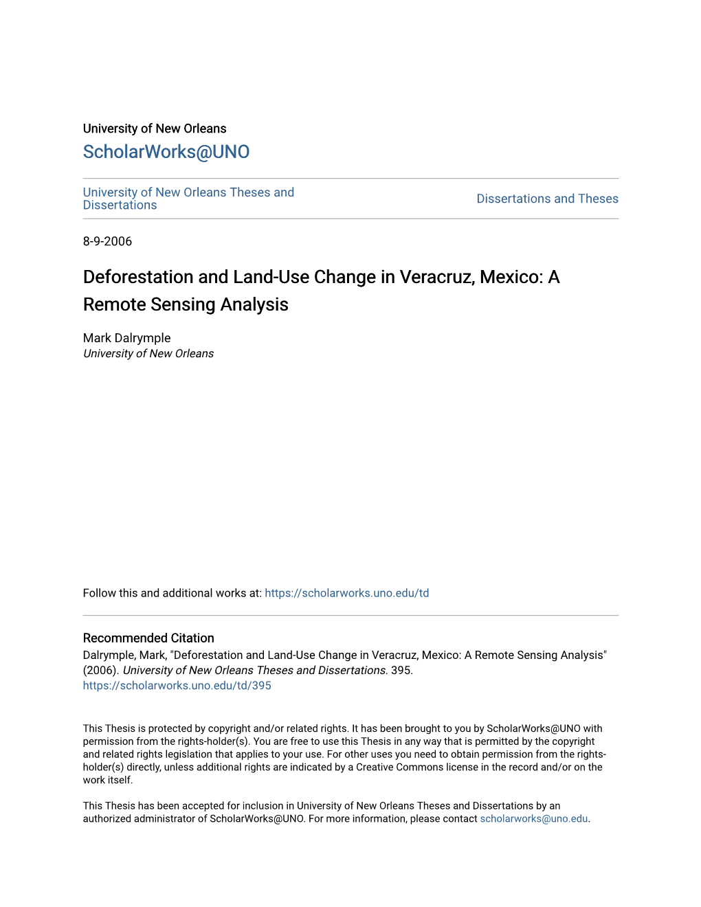 Deforestation and Land-Use Change in Veracruz, Mexico: a Remote Sensing Analysis