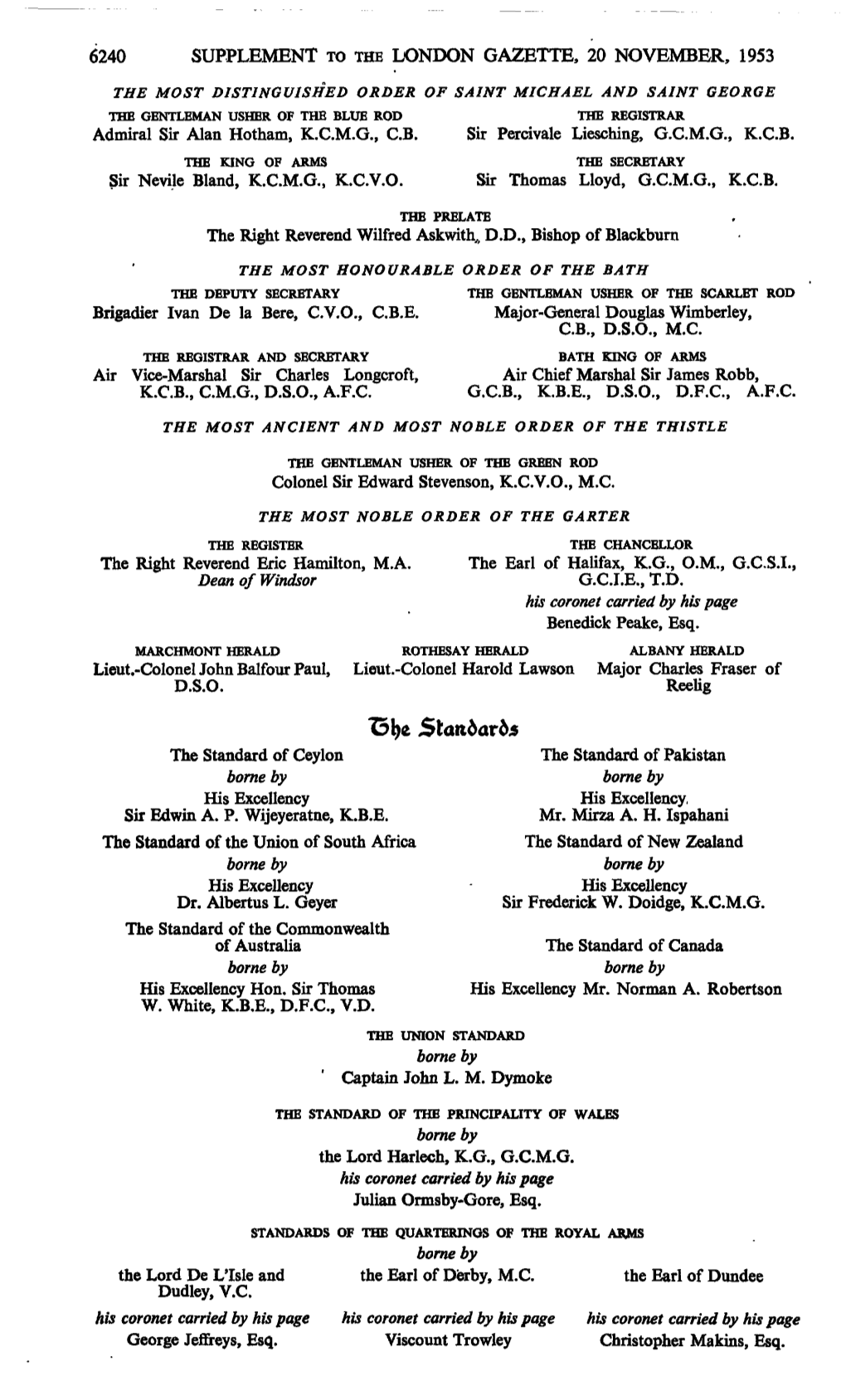 6240 Supplement to the London Gazette, 20 November, 1953