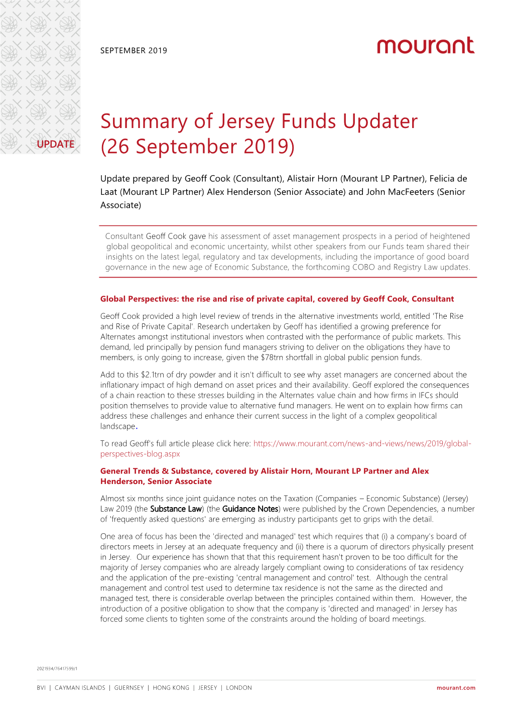 Summary of Jersey Funds Updater (26 September 2019)