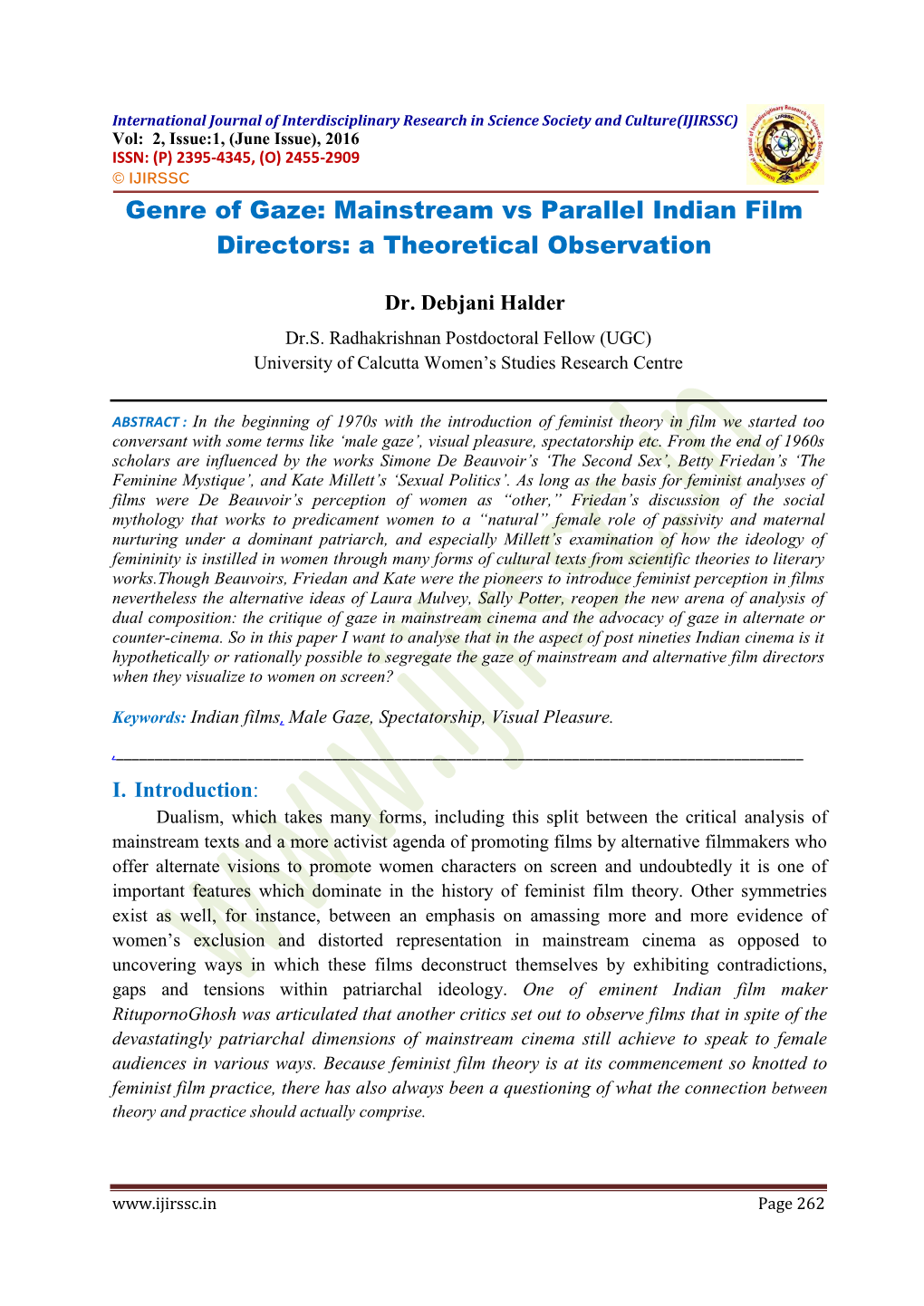 Mainstream Vs Parallel Indian Film Directors: a Theoretical Observation