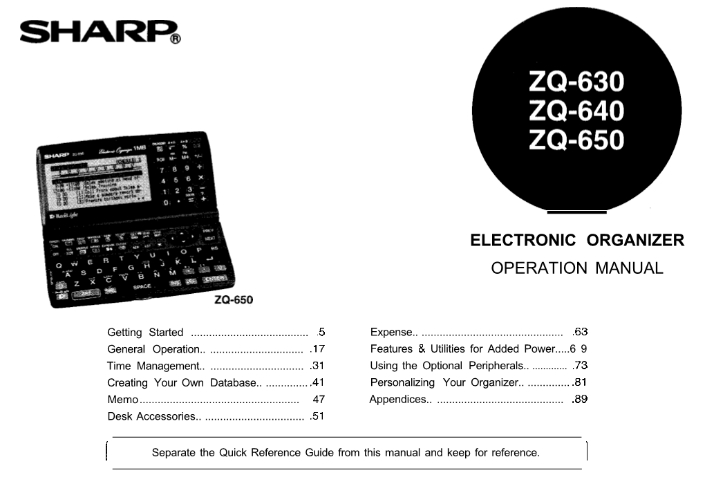 Electronic Organizer Operation Manual