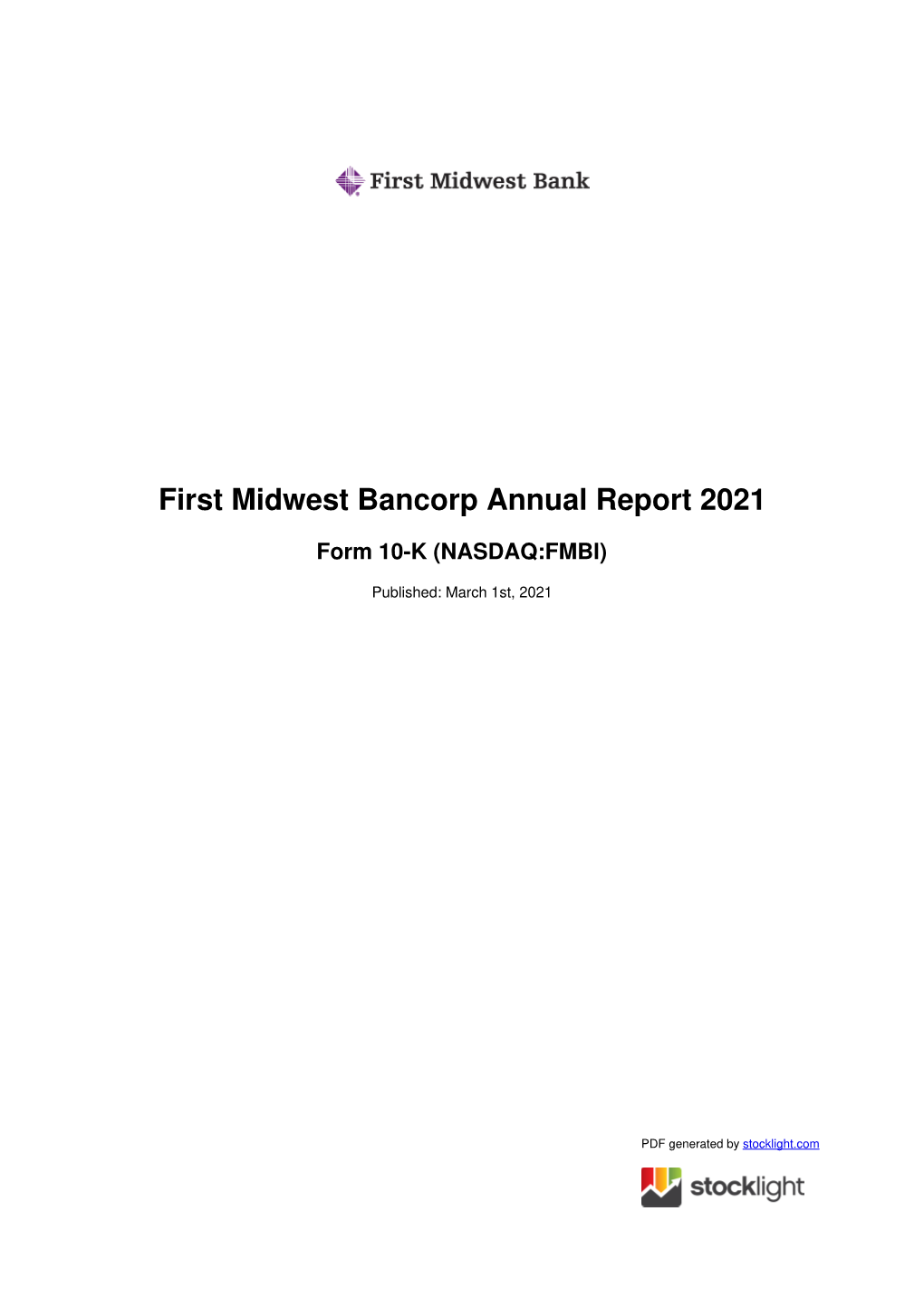 First Midwest Bancorp Annual Report 2021