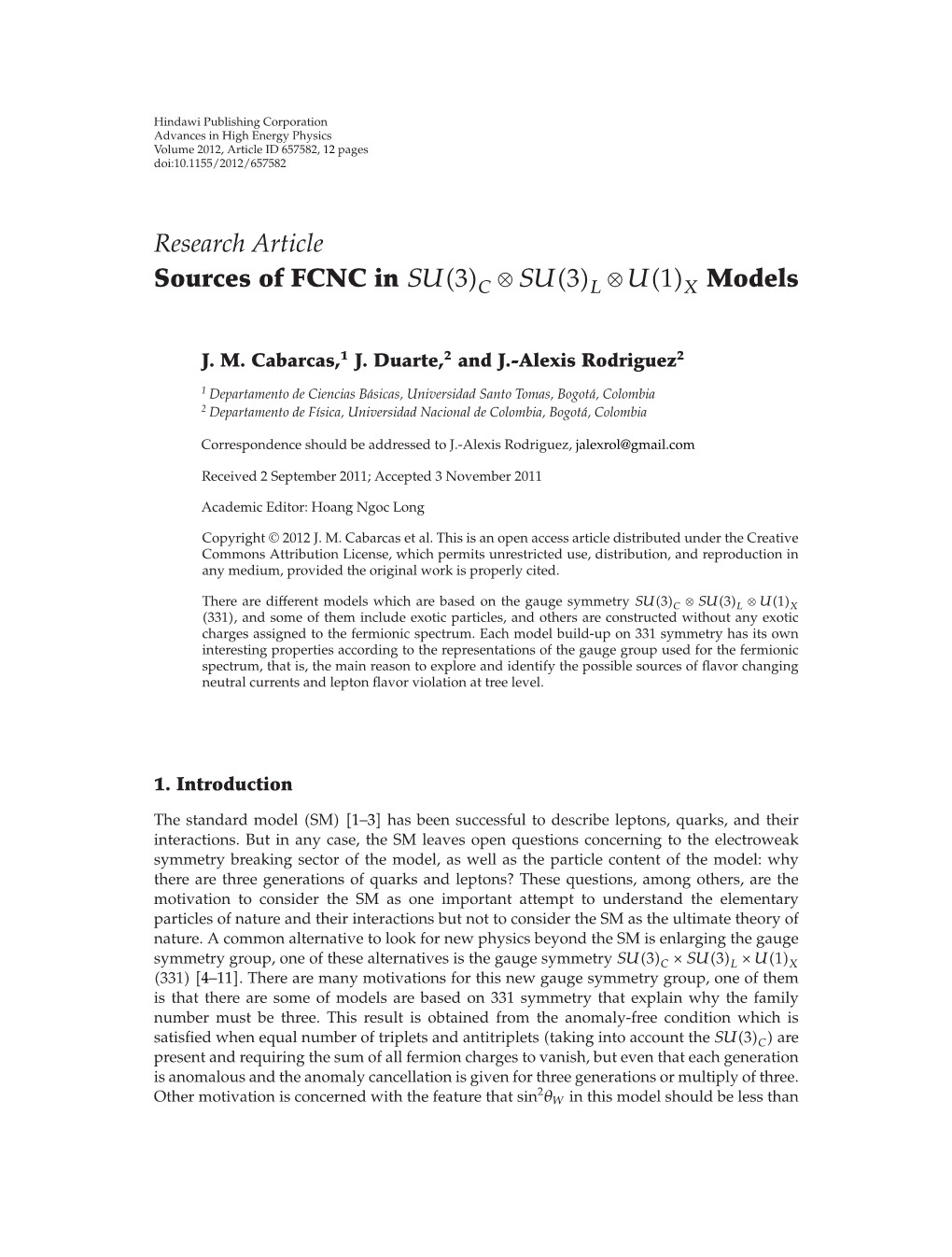 Research Article Sources of FCNC in SU 3C ⊗ SU 3L ⊗ U 1X Models