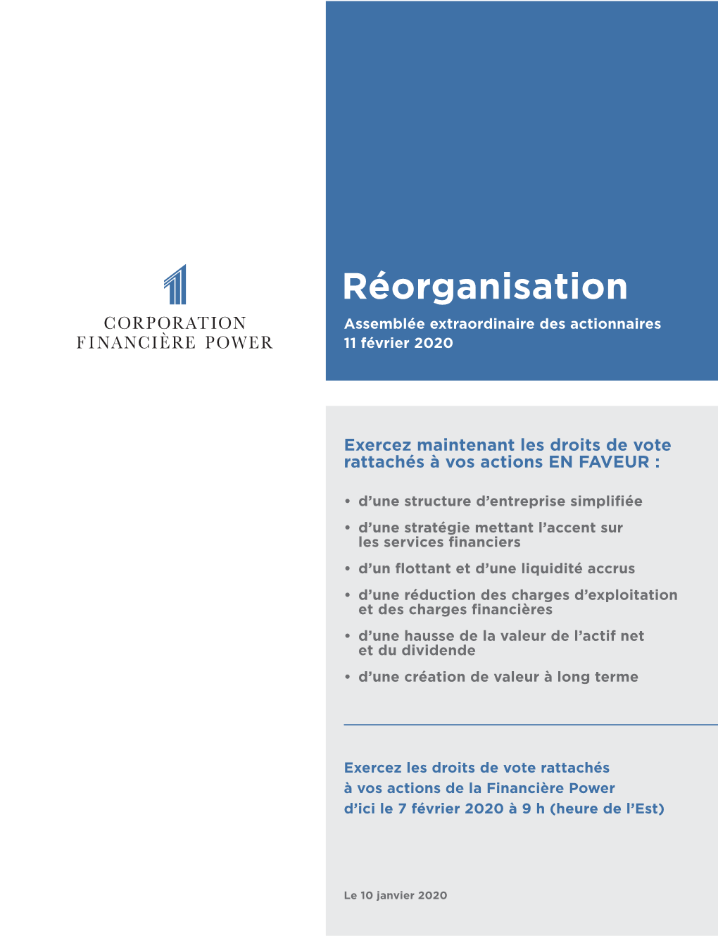 Financière Power D’Ici Le 7 Février 2020 À 9 H (Heure De L’Est)