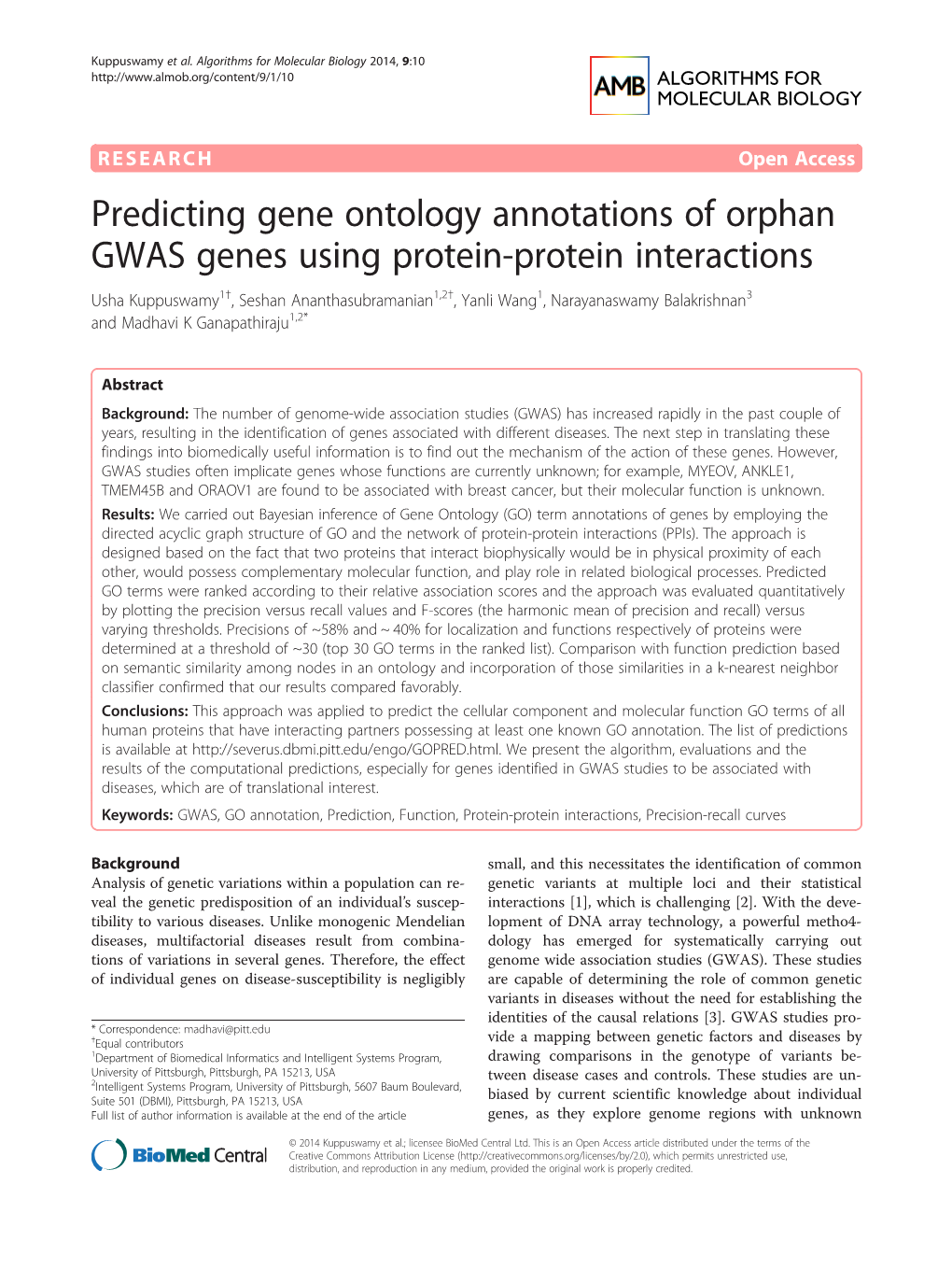 Predicting Gene Ontology Annotations of Orphan GWAS Genes Using