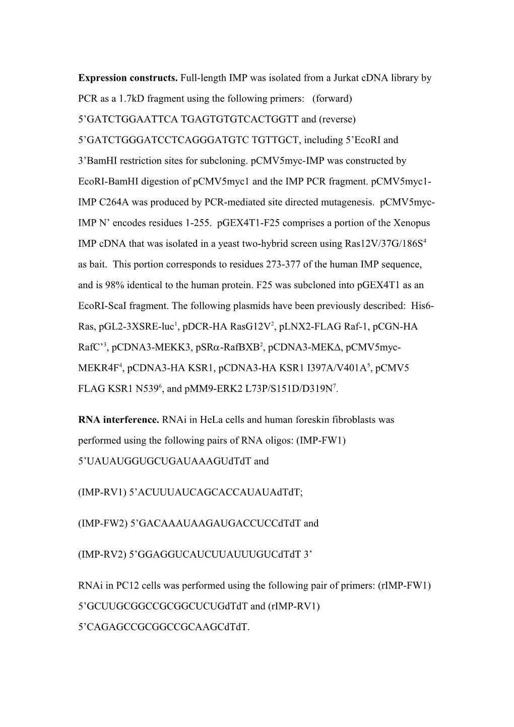 Expression Constructs. Full-Length IMP Was Isolated from a Jurkat Cdna Library by PCR