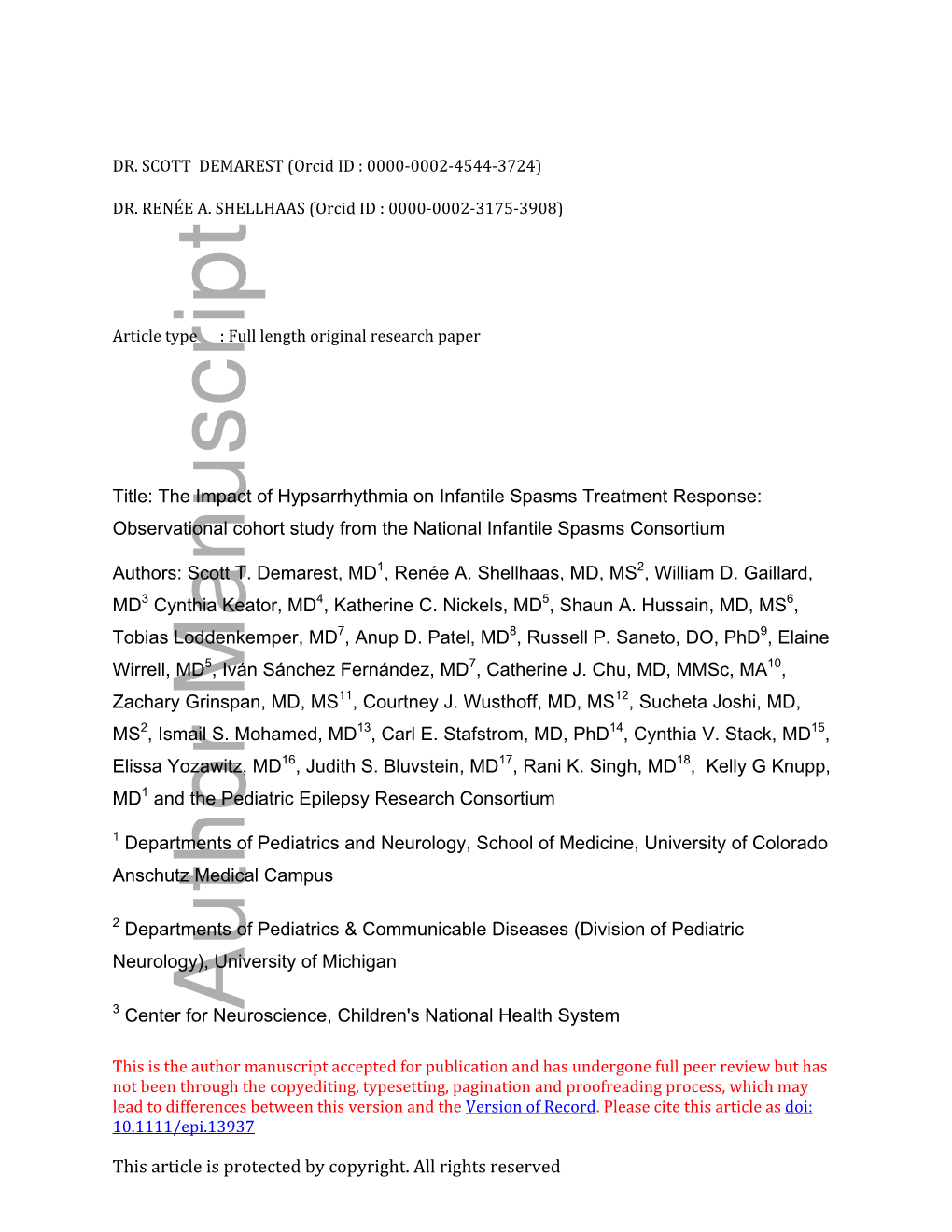 The Impact of Hypsarrhythmia on Infantile Spasms Treatment Response: Observational Cohort Study from the National Infantile Spasms Consortium