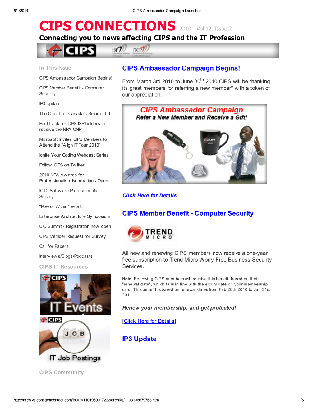 Connecting You to News Affecting CIPS and the IT Profession CIPS