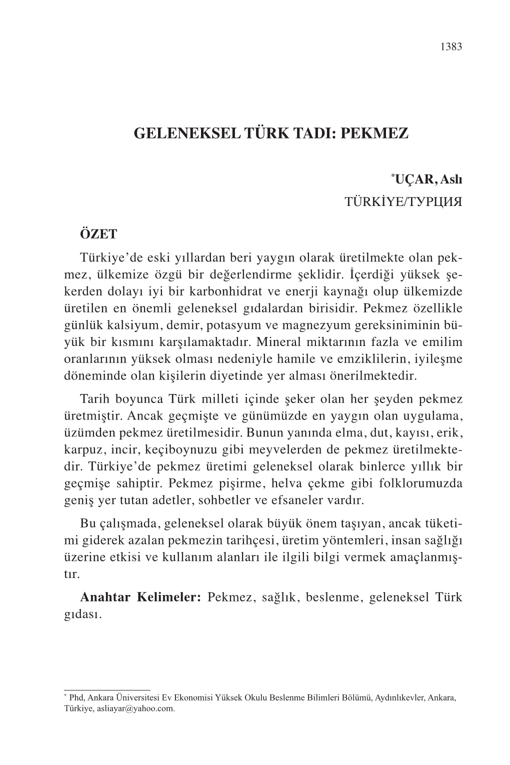 Geleneksel Türk Tadi: Pekmez