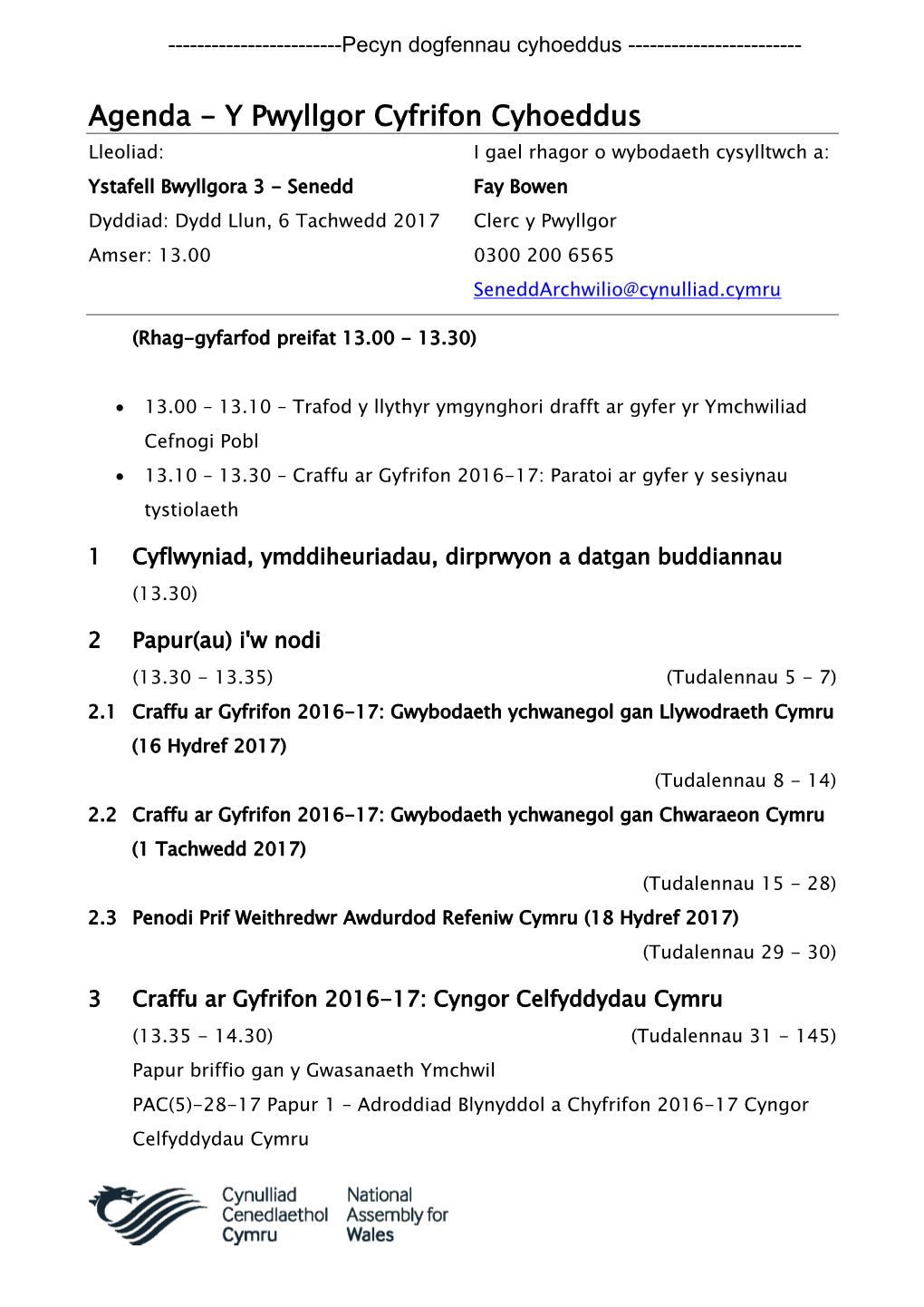 (Public Pack)Agenda Dogfen I/Ar Gyfer Y Pwyllgor Cyfrifon Cyhoeddus, 06