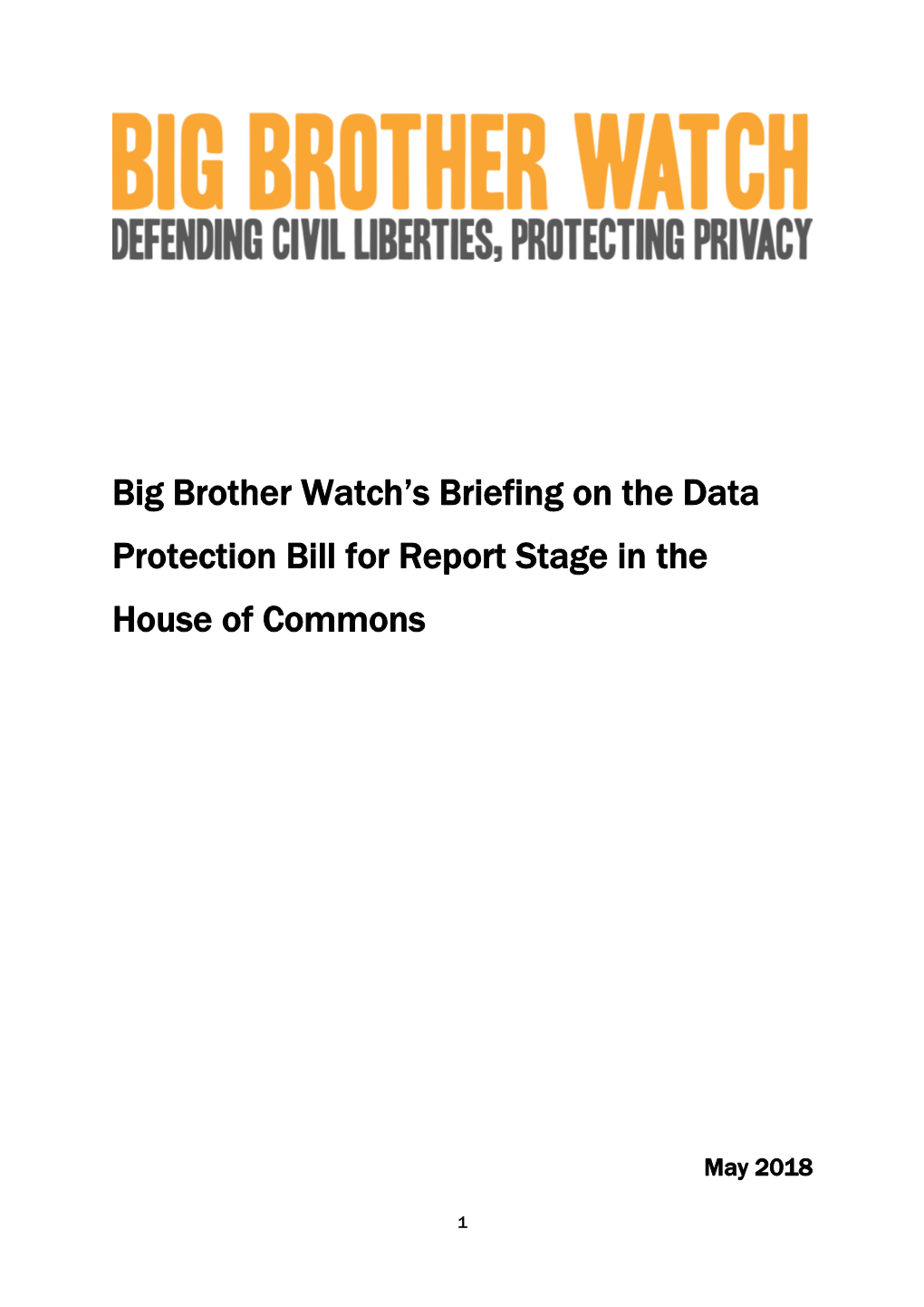 Data Protection Bill for Report Stage in the House of Commons