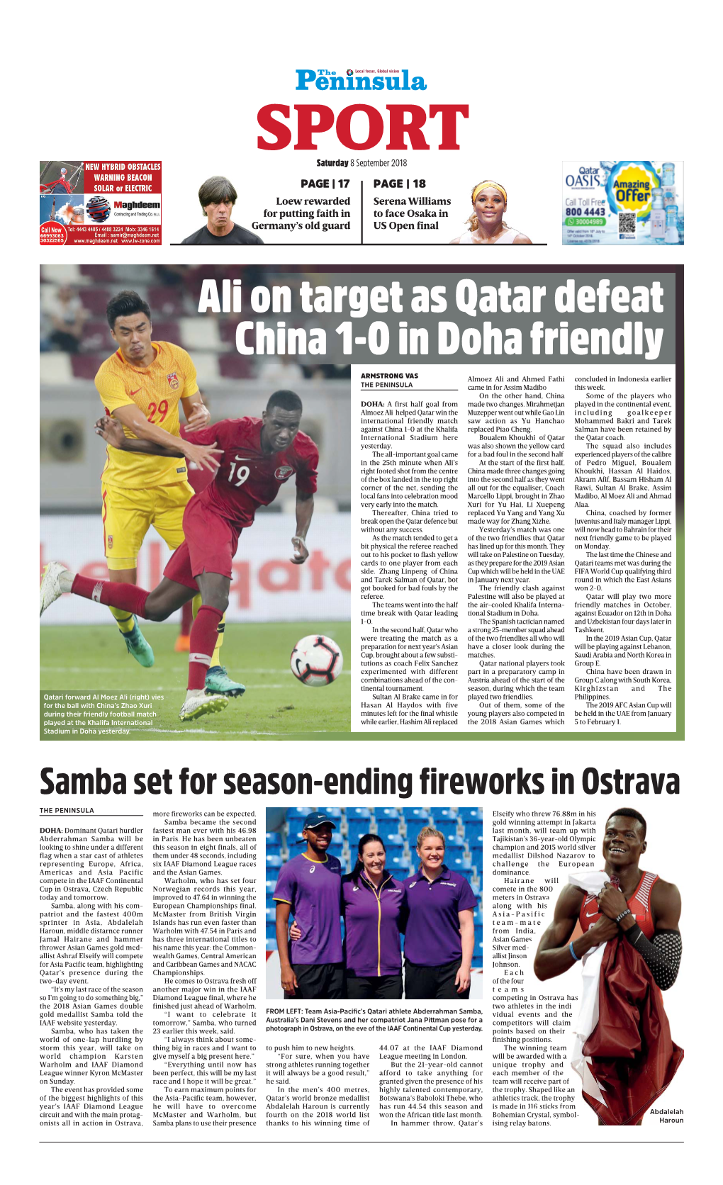 Ali on Target As Qatar Defeat China 1-0 in Doha Friendly