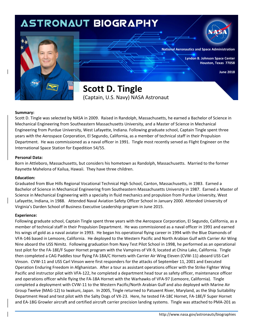Scott D. Tingle (Captain, U.S