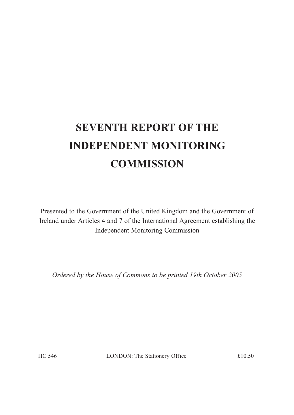 Seventh Report of the Independent Monitoring Commission