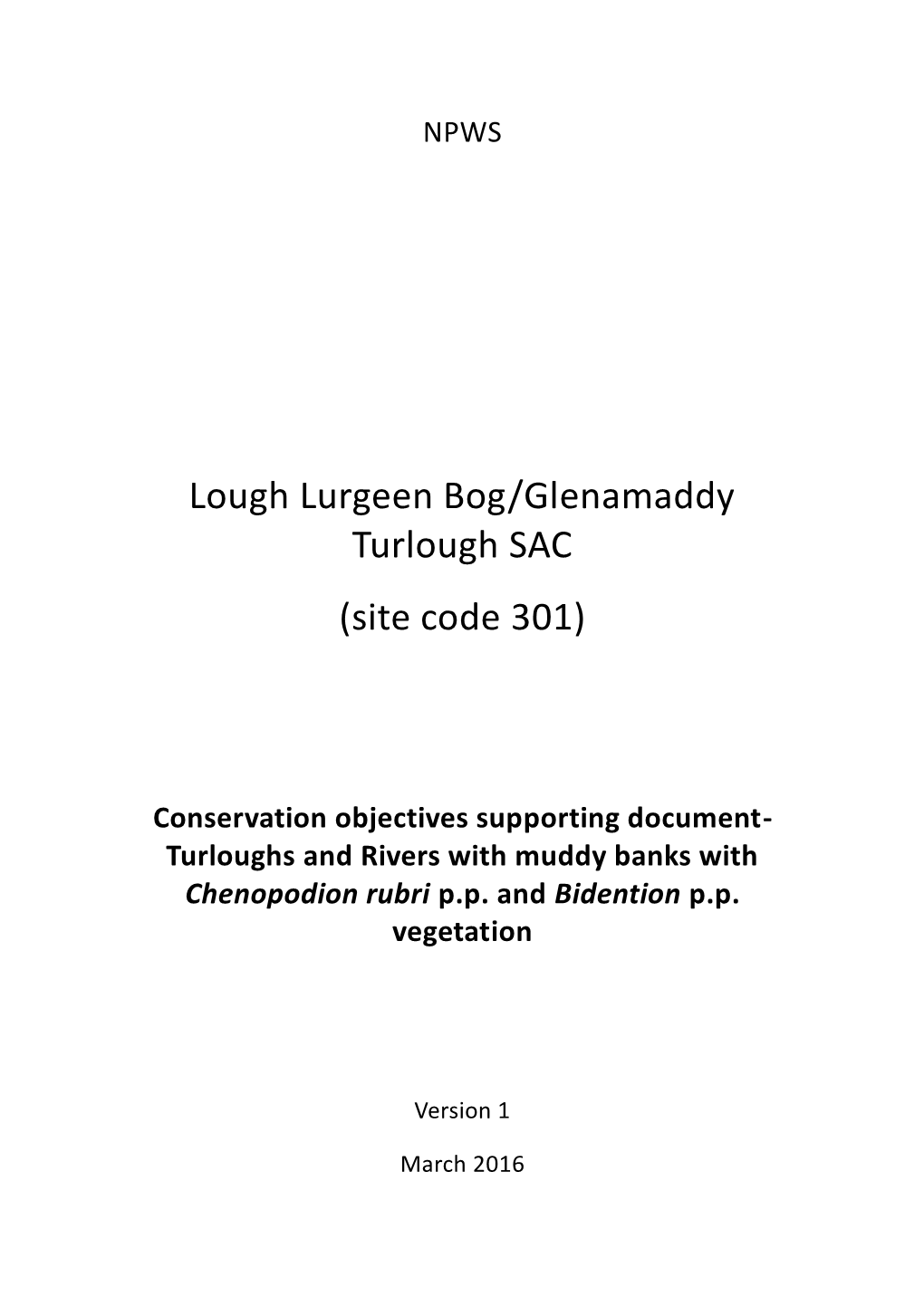 Lough Lurgeen Bog/Glenamaddy Turlough SAC (Site Code 301)