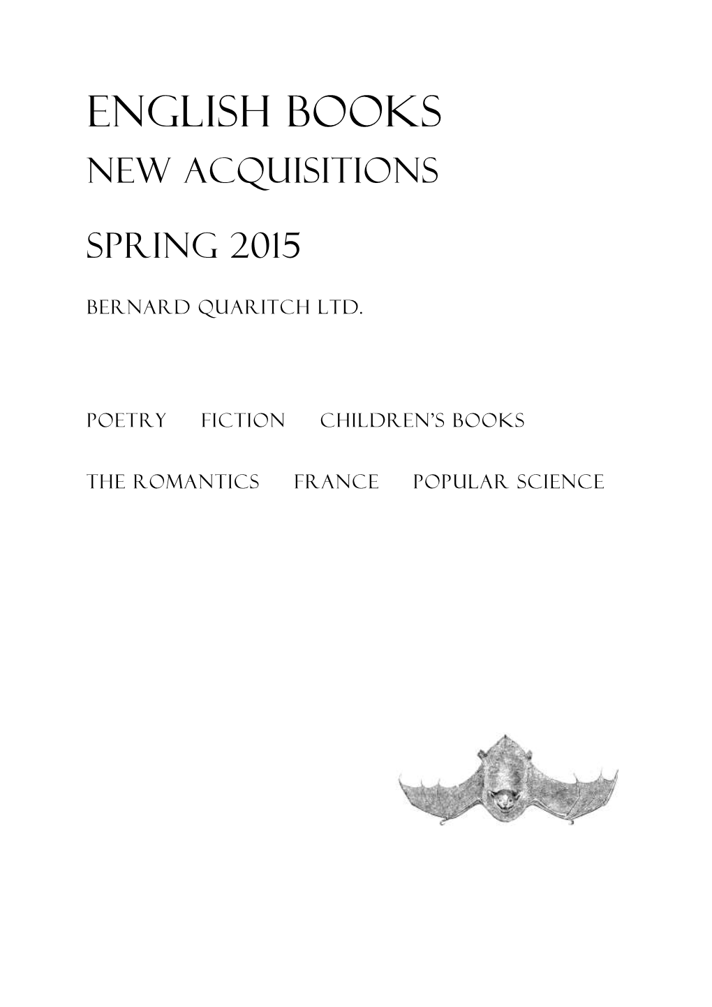 English Books: New Acquisitions Spring 2015