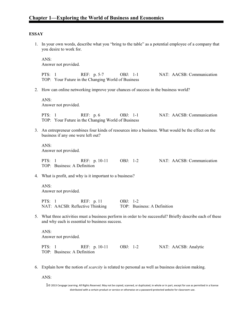 Chapter 1 Exploring the World of Business and Economics