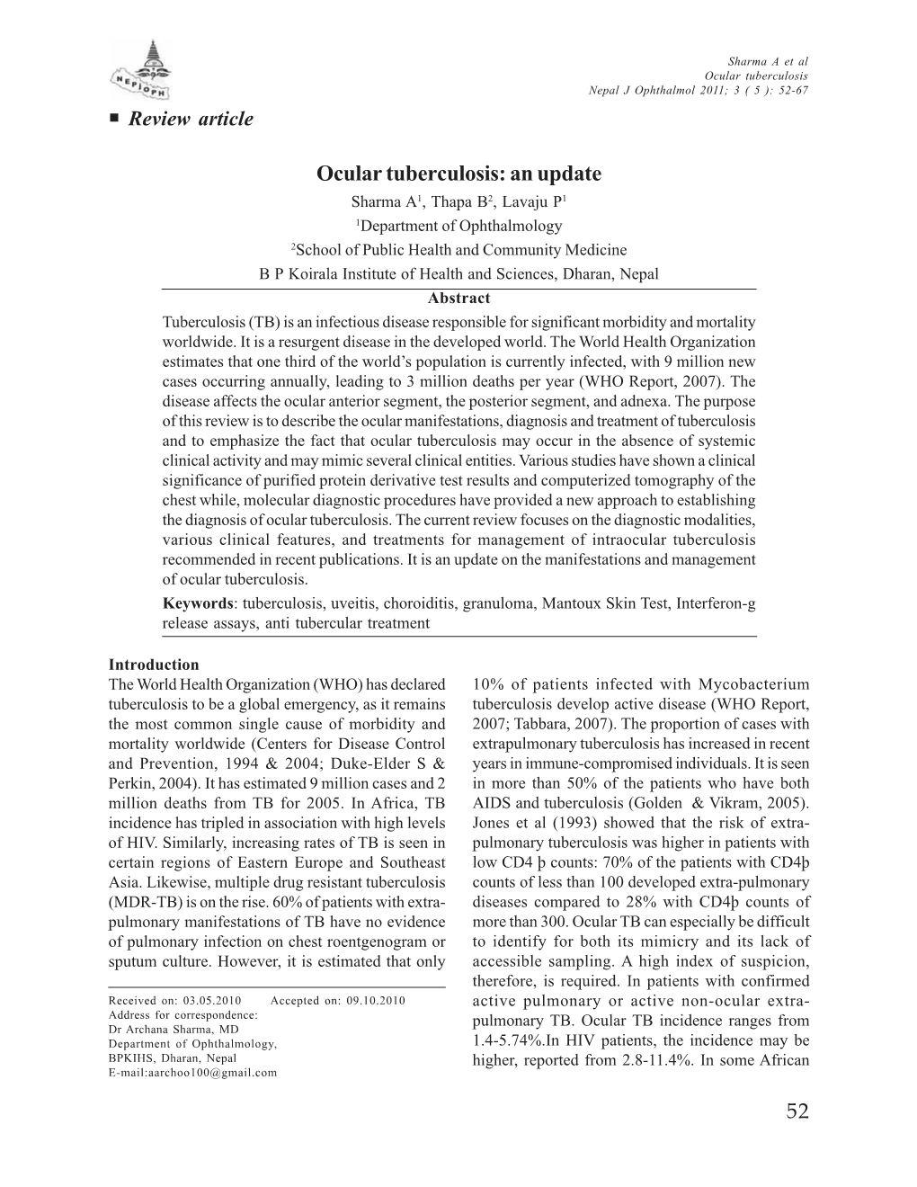 Ocular Tuberculosis: an Update