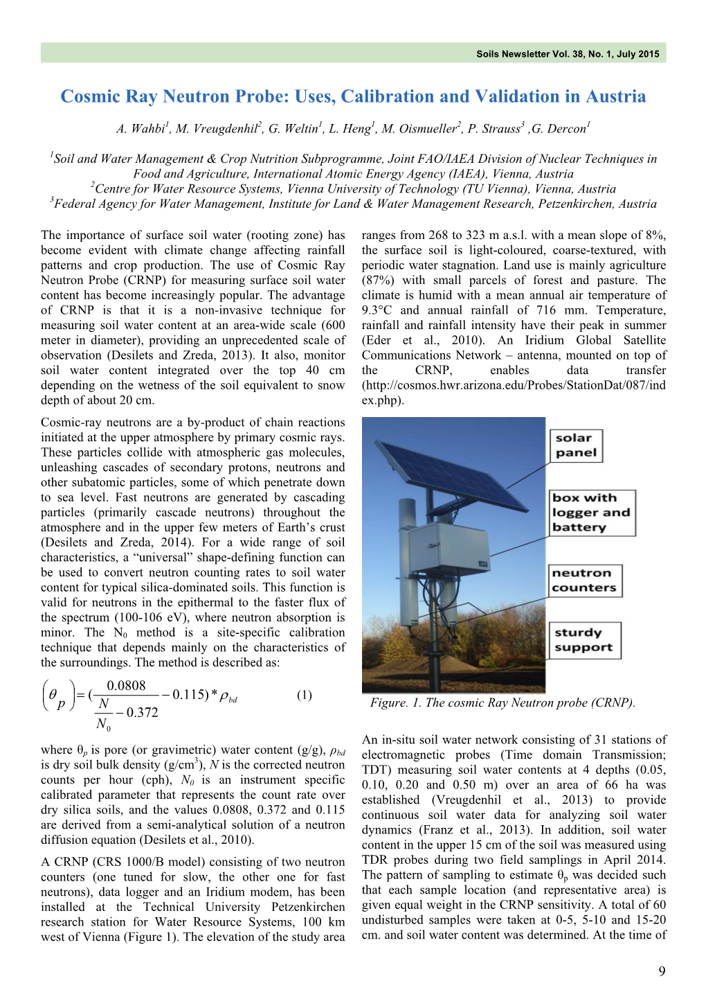 Cosmic Ray Neutron Probe: Uses, Calibration and Validation in Austria