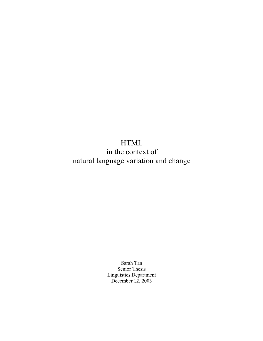 HTML in the Context of Natural Language Variation and Change