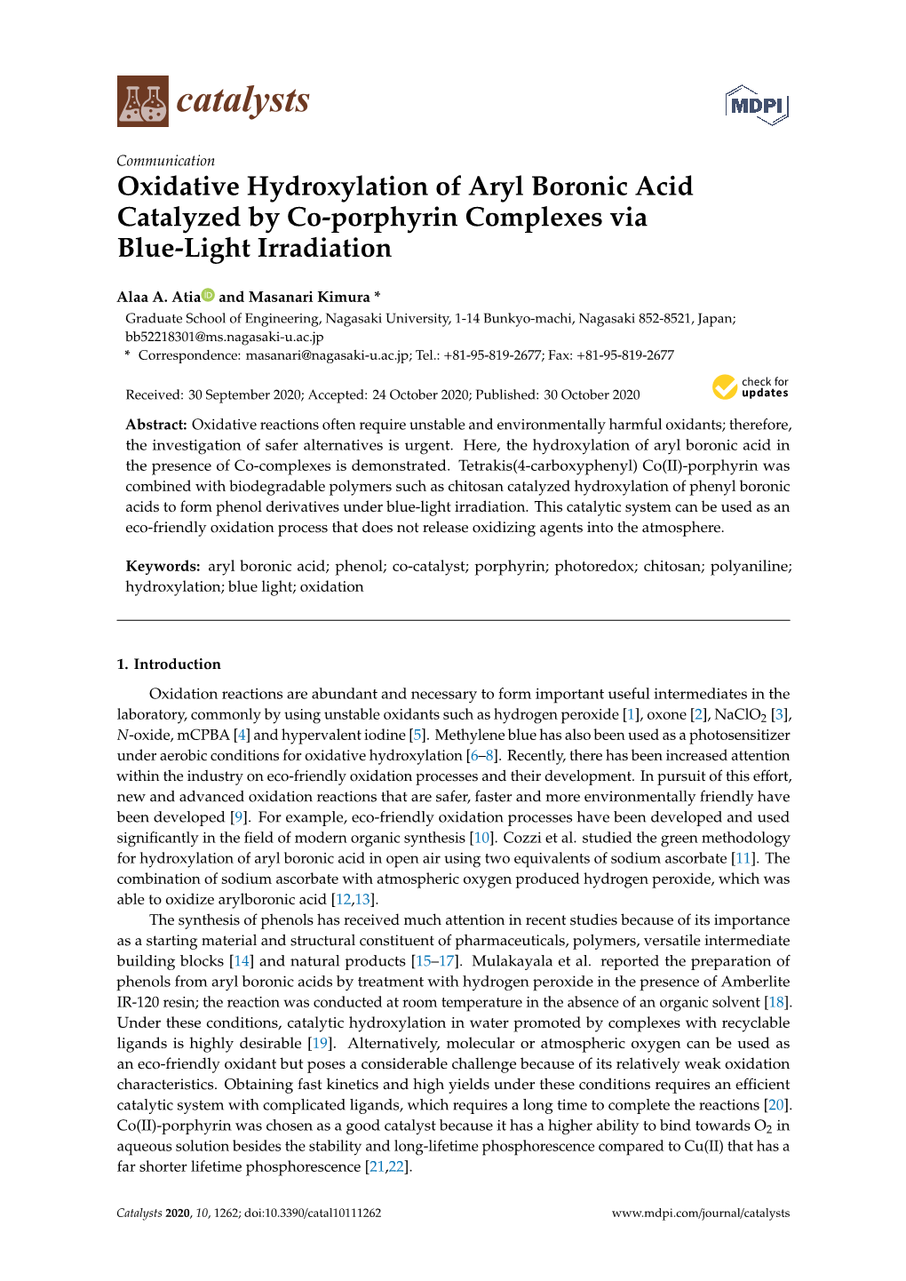 Oxidative Hydroxylation of Aryl Boronic Acid Catalyzed by Co-Porphyrin Complexes Via Blue-Light Irradiation