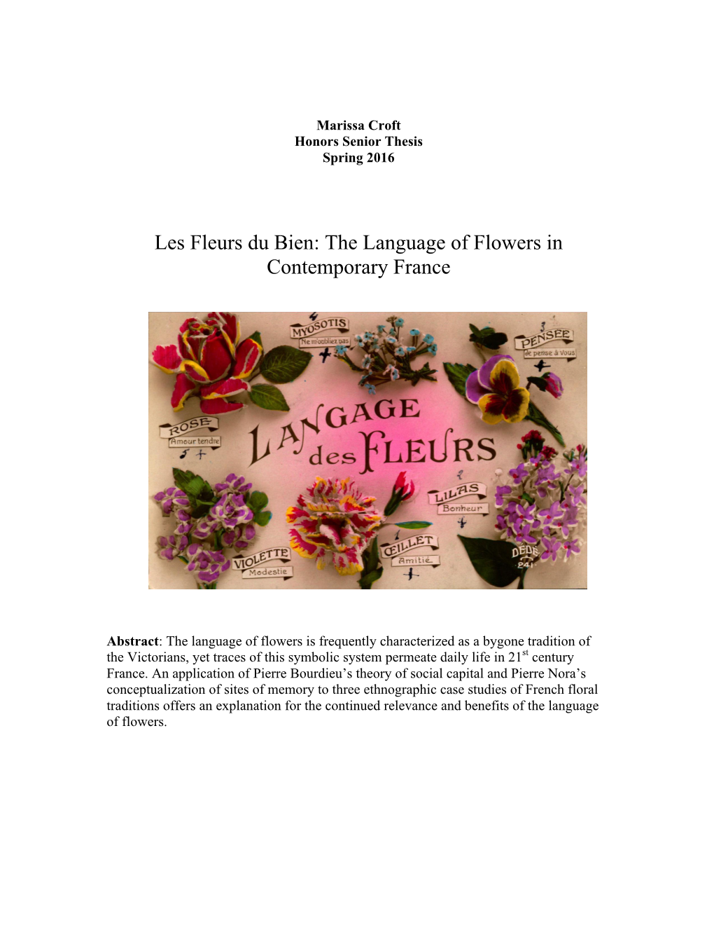 Les Fleurs Du Bien: the Language of Flowers in Contemporary France