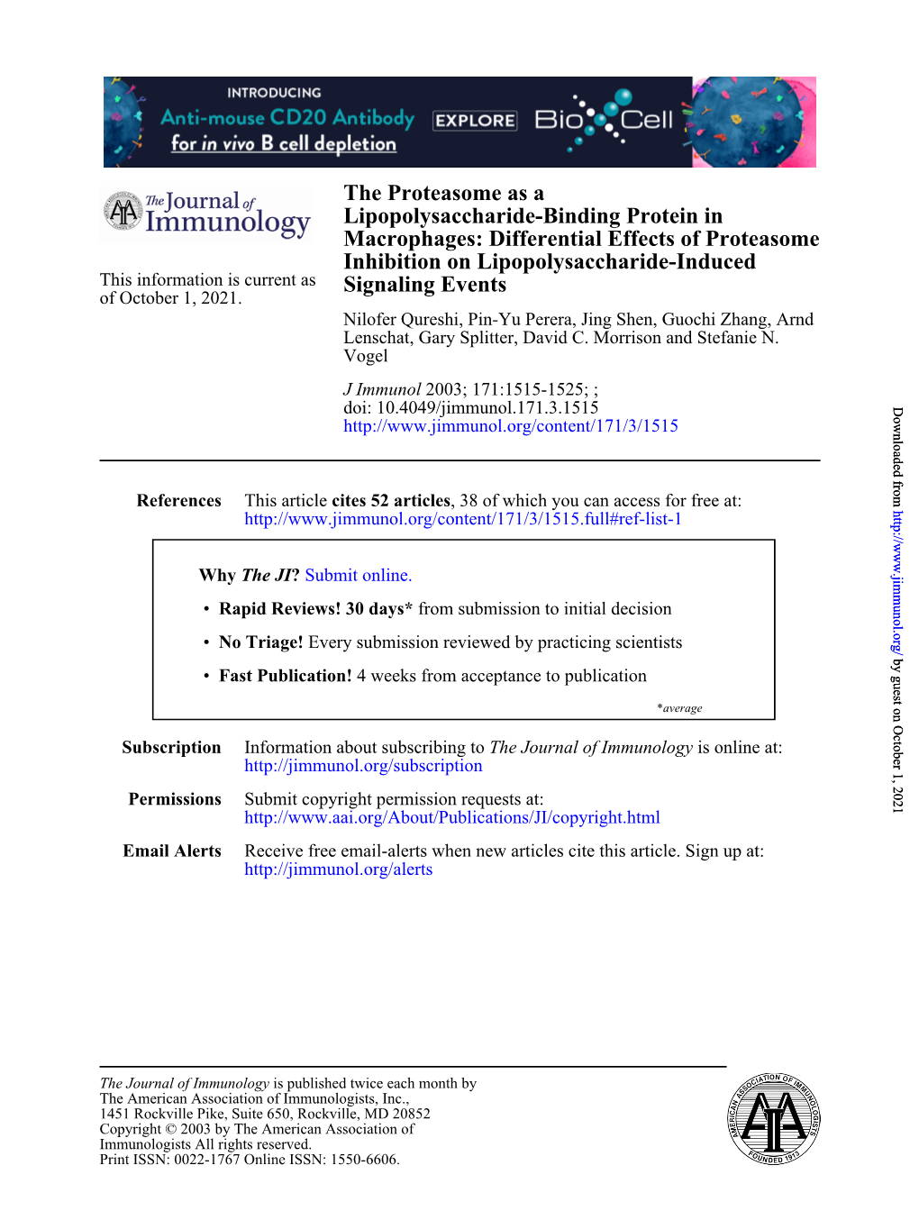 Signaling Events Inhibition on Lipopolysaccharide-Induced